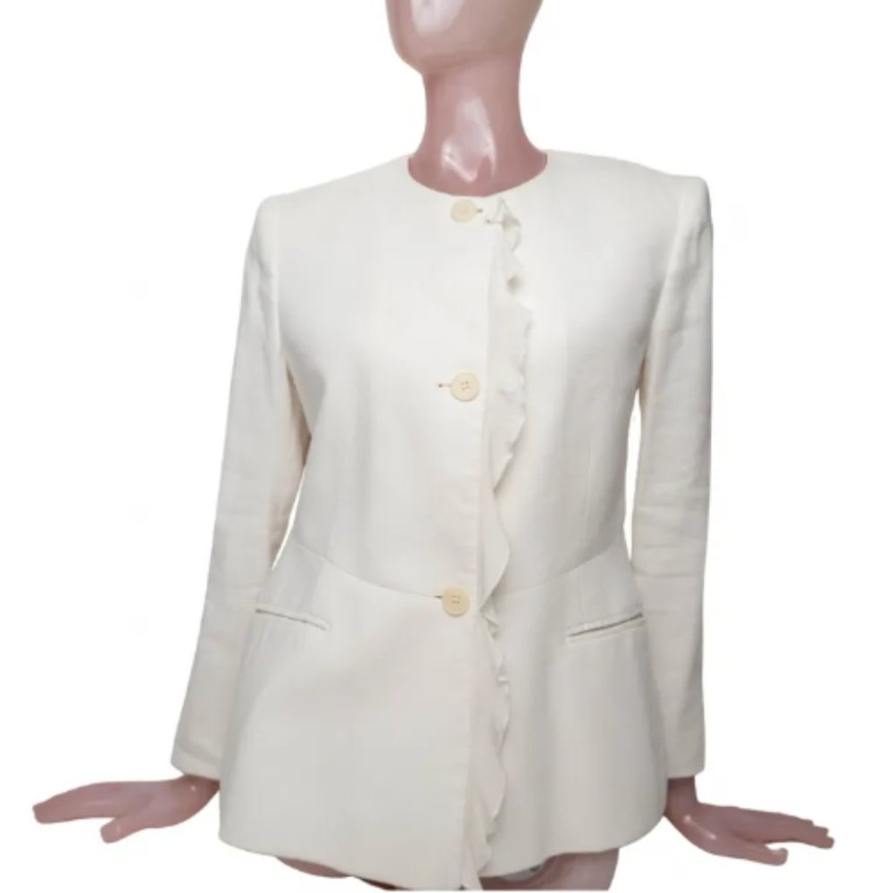 Stella Mccartney White Ruffle Blazer